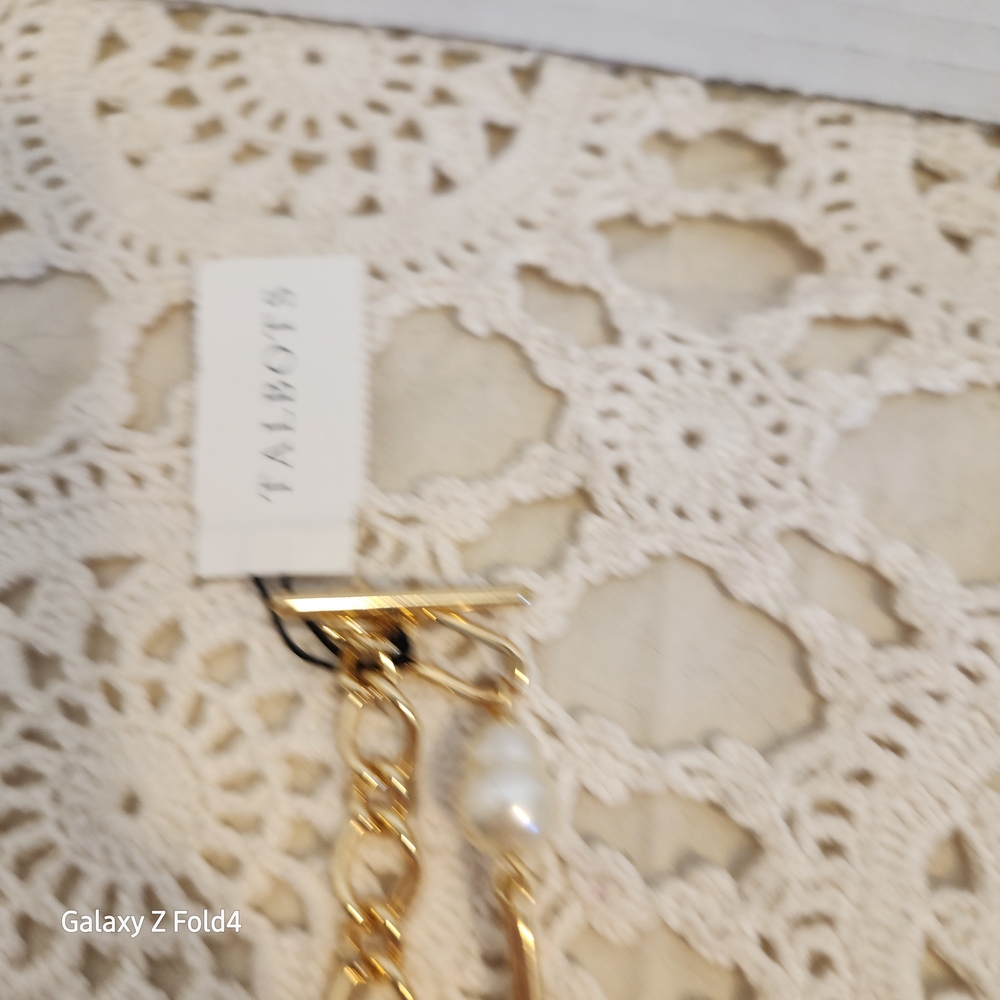 Talbots Gold and Pearl Necklace with Heart Pendant - Picture 5 of 14